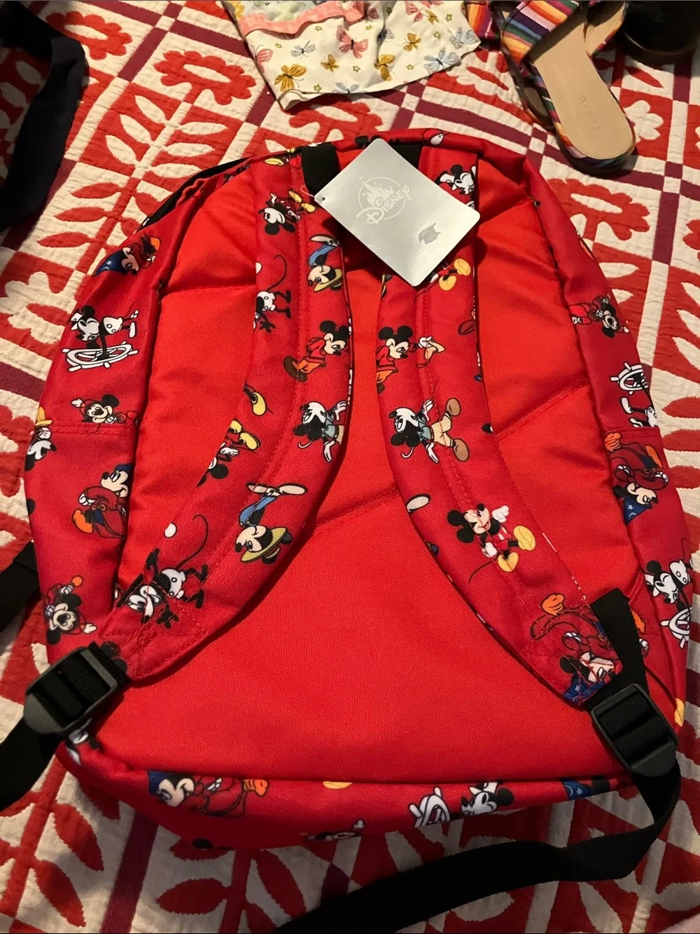 Disney Red Mickey Mouse Allover Print Backpack